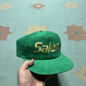 Vintage 90s SnapBack hat corduroy cap Salem cigarettes promo green spell out